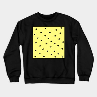 Cute Black Hearts on Yellow Background Crewneck Sweatshirt